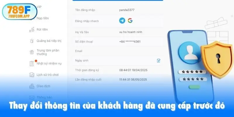 Thay đổi thông tin của khách hàng đã cung cấp trước đó