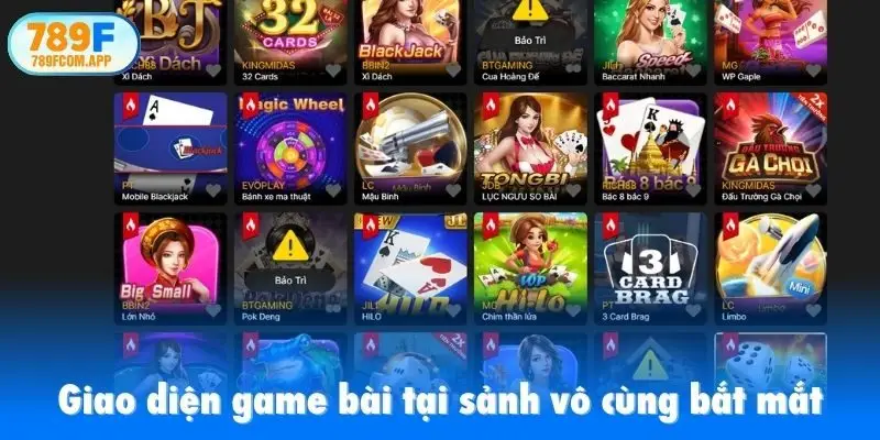 Giao diện game bài tại sảnh vô cùng bắt mắt