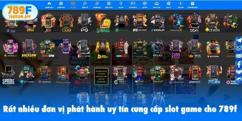 Rất nhiều đơn vị phát hành uy tín cung cấp slot game cho 789f